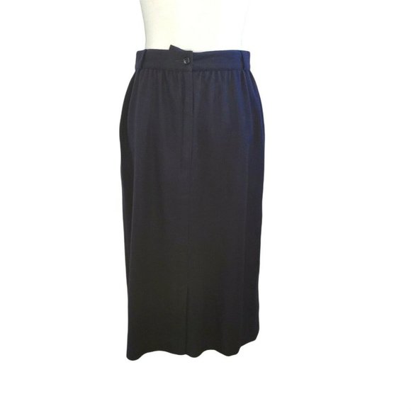 Vintage Escada Germany Navy Blue Wool Lined Midi Skirt Pockets hi rise‎ Sz Small - Picture 5 of 12